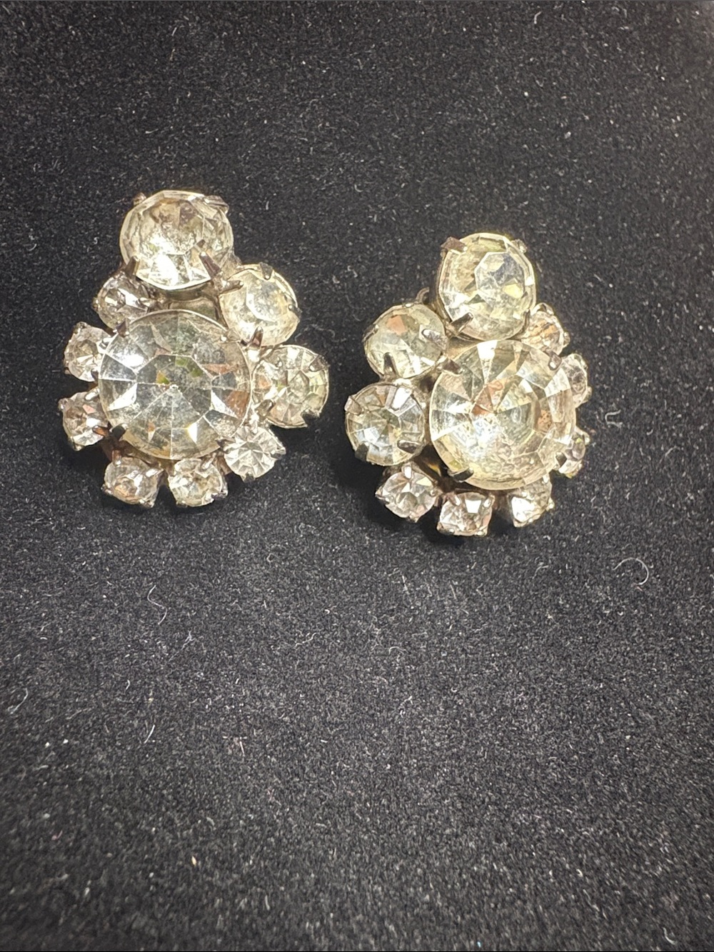 Crystal Cluster Clip-On Earrings - Clear Sparkle